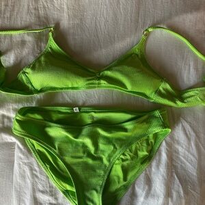 Aerie Lime Green Ribbed Bikini